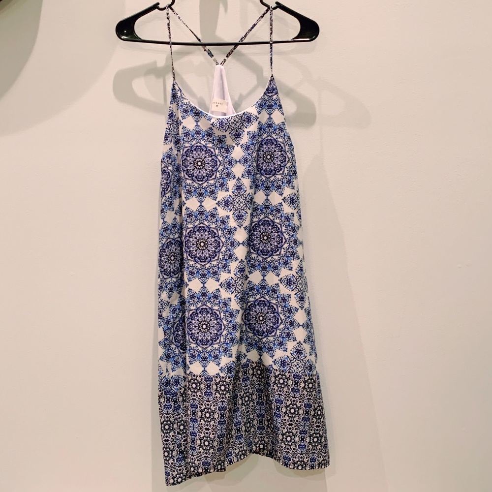 Evelyn Blue and White Spaghetti Strap Dress